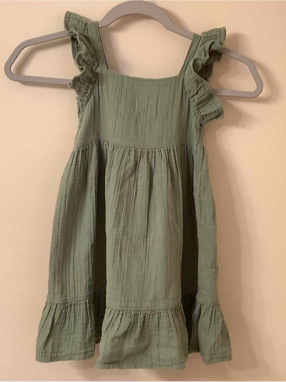 Sage Green Textured Ruffle Dress Girls 4T